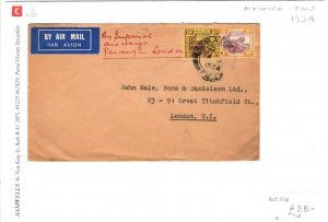 MALAYA Cover FMS Imperial Airways Air Mail Kuala Lumpur via Penang GB 1934 SC6