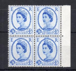 4d MULTIPLE CROWNS WILDING UNMOUNTED MINT BLOCK + PRINTING ERROR