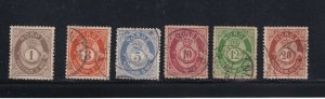 Norway Scott # 22 - 27 F-VF used neat cancel nice color cv $ 95 ! see pic !