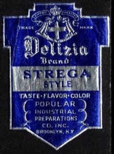 Vintage US Poster Stamp Delizia Brand Strega Style Popular Industrial