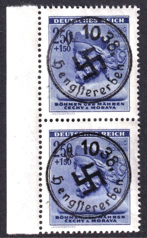 BOHEMIA & MORAVIA B17 PAIR BENGSTERERBE OVERPRINTS OG NH U/M VF SOUND