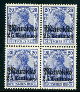 Morocco 1911 Germany  25¢/25 pfg Blue Sc #48 Watermarked BLOCK MNH F699