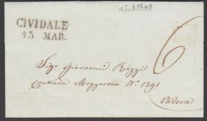 ITALY 1849 Folded entire CIVIDALE to Padua..................................W291