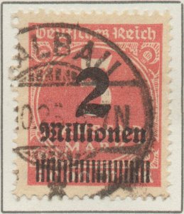 Germany Weimar Republic Hyper Inflation 2Mil on 5T Deutsches Reich stamp Mi312