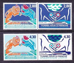France 2422a-2424a (2421-2424) MNH 1994 Opening of Channel Tunnel Pairs Set VF