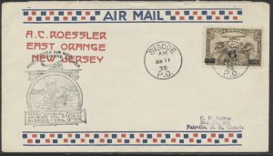 1935 Siscoe PQ to Val d'Or Flight Roessler CC Air Mail Cover AAMC #3503