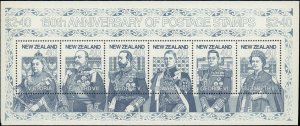 New Zealand #1003, Complete Set, Sht of 6, 1990, Royalty, Never Hinged