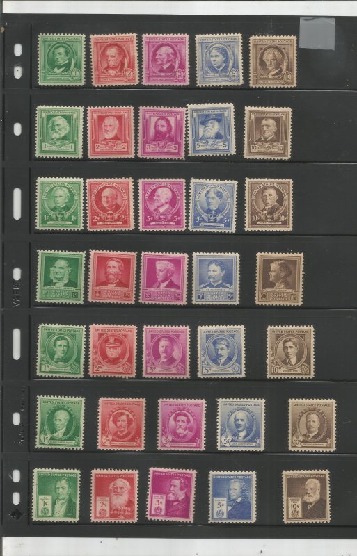 US SCOTT# 859-893, FAMOUS AMERICANS, MNH, OG, COMPLETE SET