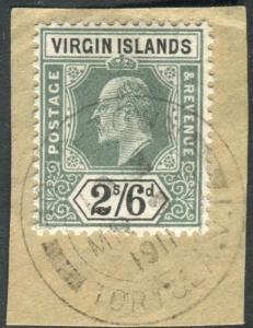 BRITISH VIRGIN ISLANDS-1904 2/6 Green & Black.  A very fine used example  Sg 61