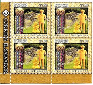 #6541A EL SALVADOR 2019 UPAEP AMERICA NATIVES HANDCRAFTS BLOC OF 4 YV 1951 MNH