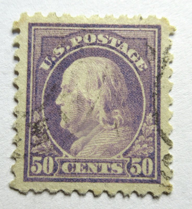 US 1916 50¢ Franklin 10 perf  Stamp #477 Used CV $80