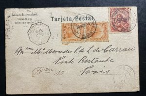 1901 Montevideo Uruguay RPPC Postcard Cover To Paris France Government House