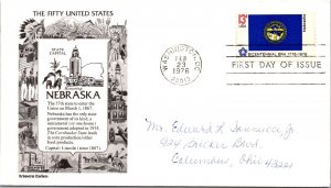 FDC 1976 SC #1682a Aristocrat Cachet, Nebraska - DC Cancel - Single - J558