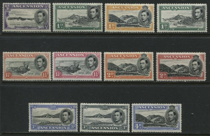 Ascension KGV! 1938-49 various values from 1/2d to 4d mint o.g. hinged