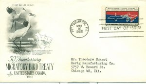 SCOTT # 1306 FDC, MIGRATORY BIRD, ARTCRAFT CACHET, TYPED ADDRESS, GREAT PRICE!