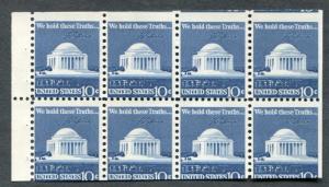 Error 1510c   Miscut  10 cent   Jefferson Memorial,pane of 8.    Issued in 1973.