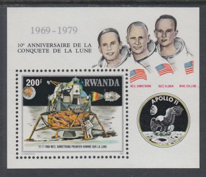 Rwanda 957 Anniversary Moon Landing Souvenir Sheet MNH VF