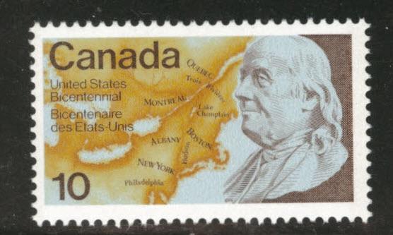 Canada Scott 691 MNH** 1976 Ben Franklin Map stamp