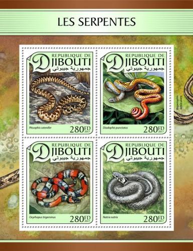 DJIBUTI - 2017 - Snakes - Perf  4v Sheet - MNH