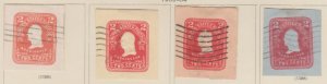 U.S. Scott #U385-U386-U387-U388 Washington - Stamped Envelope Stamps - Used Set