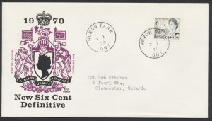 1970 #460 Black 6c QEII Centennial FDC Cole Cachet Huron Park ONT CDS