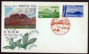 JAPAN SC#581-582 Shikotsu Toya National Park (1953) FDC