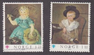 Norway # 744-745, International Year of the Child - Paintings, Used, 1/2 Cat.