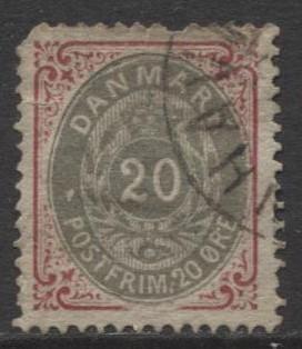 Denmark - Scott 31 - Definitive Issue -1875 - Used - Single 20s Stamp