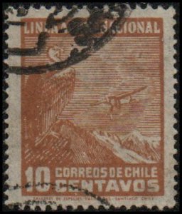 Chile C23 - Used - 10c Andean Condor / Plane (1931)