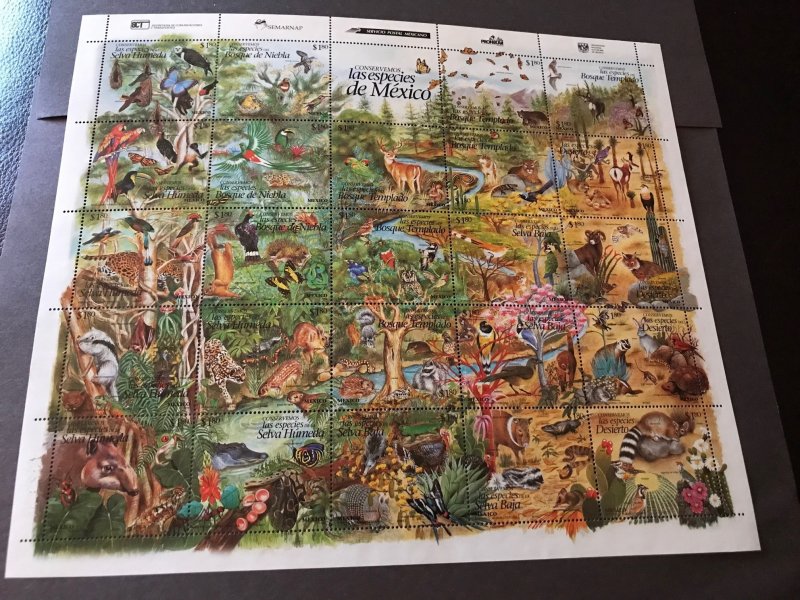 MEXICO 1996 NEW Conservemos las especies de Mexico Full Sheet MNH $ 1.80