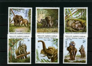 LAOS 1982 Sc#355-360 FAUNA ELEPHANTS SET OF 6 STAMPS MNH 