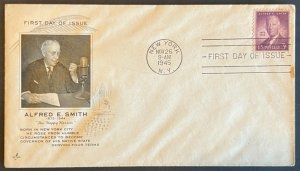 ALFRED E SMITH #937 NOV 26 1945 NEW YORK NY FIRST DAY COVER (FDC) BX6