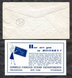 d370 - USA. Graphic Arts 1939 FDC Cover with Stamp Dealer Insert