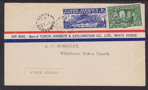 Canada Sc CL42 on 1928 Yukon Air First Flight Cover, Carcross to Whitehorse 