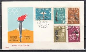 Albania, Scott cat. 616-620. Tokyo Summer Olympics issue. First day cover.