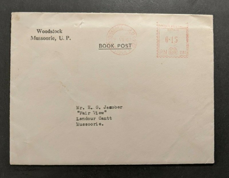 1969 Woodstock Mussoorie India Book Post Cover to Lanndour Cantonment Mussoorie