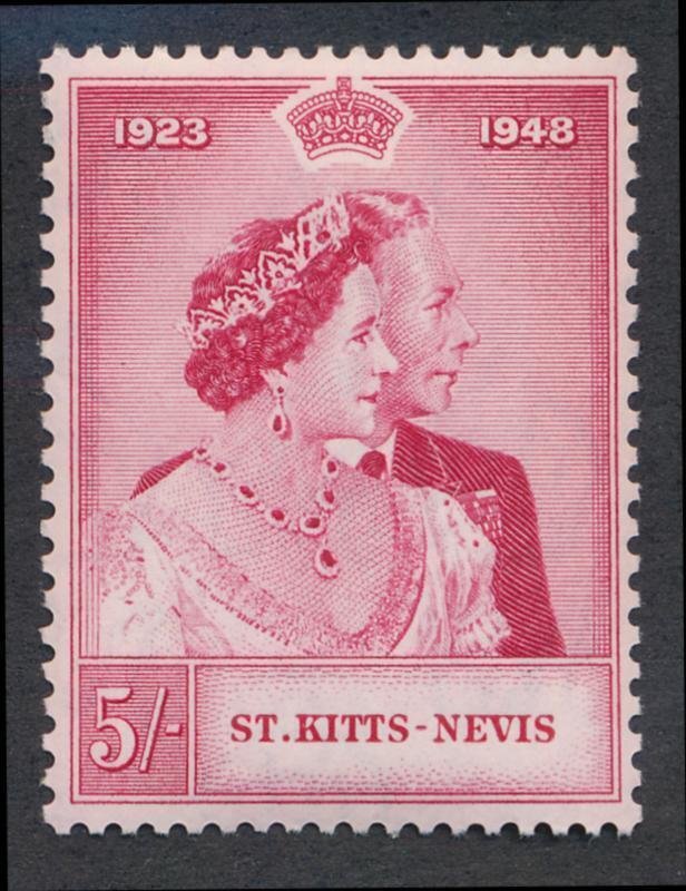 ST KITTS-NEVIS MINT F-VF LH 1948 SILVER WEDDING 