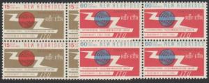 NEW HEBRIDES 1965 ITU set blocks of 4 MNH..................................54819