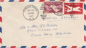 United States Alabama Tuscaloosa 1957 numeral duplex  30c Handing Letter Spec...