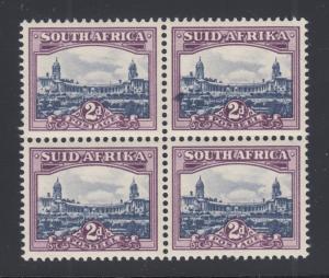 South Africa Sc 56 MNH. 1950 2p Government Buildings, Block w/ Ink Blotch