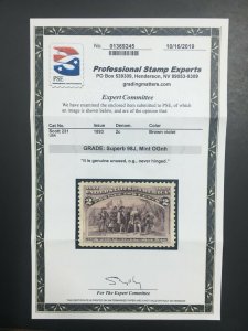 MOMEN: US STAMPS #231 MINT OG NH PSE GRADED CERT SUP-98J LOT #72040