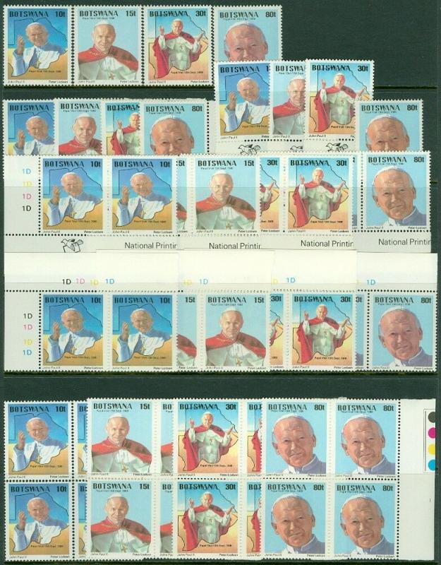 EDW1949SELL : BOTSWANA 1988 Sc #440-43 Pope John Paul 11 Cplt set VFMNH Cat $157