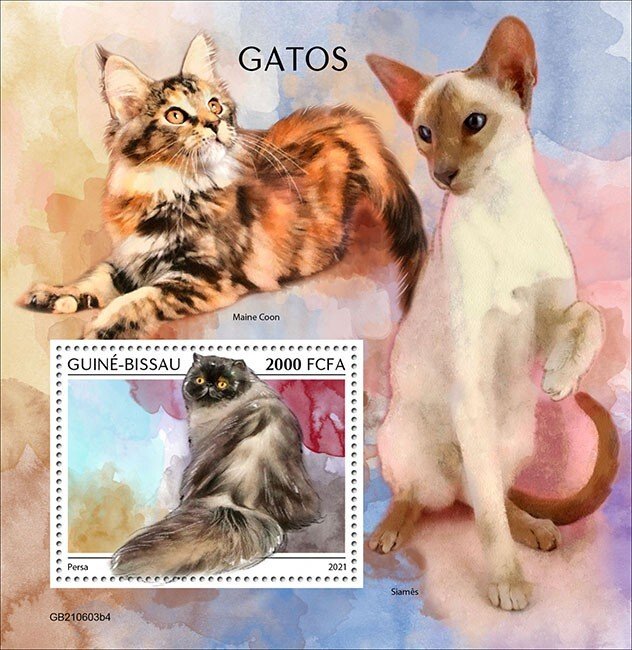 GUINEA BISSAU - 2021 - Cats - Perf Souv Sheet #4 - Mint Never Hinged