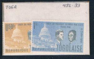 Togo 432-33 Unused JFK 1962 (T0063)