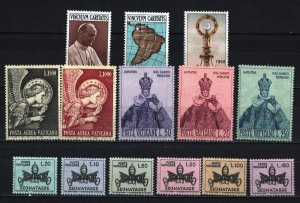 VATICAN 1968 COMPLETE YEAR SET OF 13 STAMPS MNH