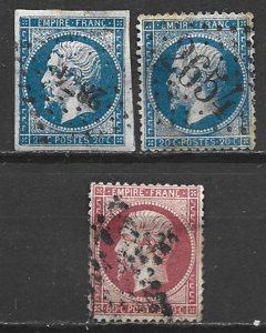 COLLECTION LOT 7539 FRANCE  3 STAMPS 1853+ CV+$32