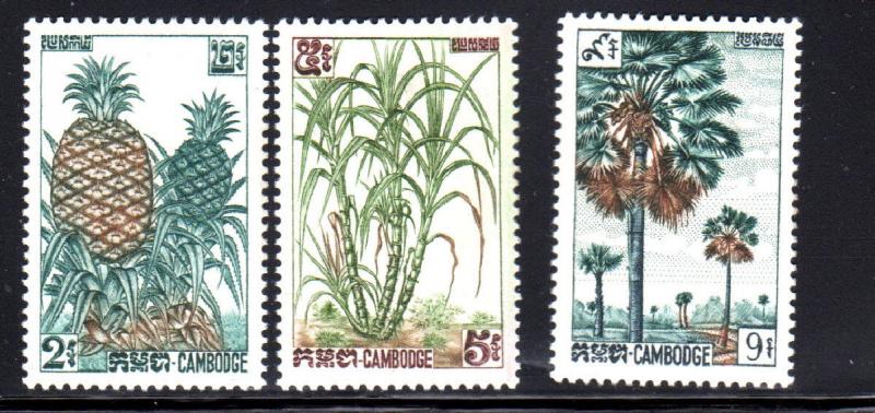 CAMBODIA #112-114  1962  PINAPPLES  MINT  VF LH  O.G