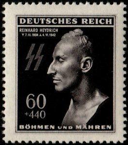 ✔️  GERMANY BOHEMIA MORAVIA 1943 WWII NAZI HEYDRICH SC. B20 ** MNH OG [GBM131]