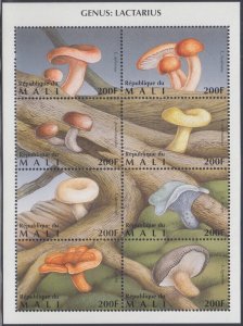 MALI Sc # 765a-h MNH SHEET of 8 DIFF MUSHROOMS