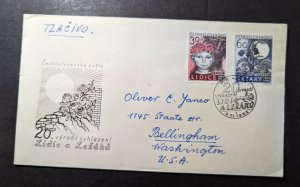 1962 Czechoslovakia Cover Prague to Bellingham WA USA Oliver C Yanco